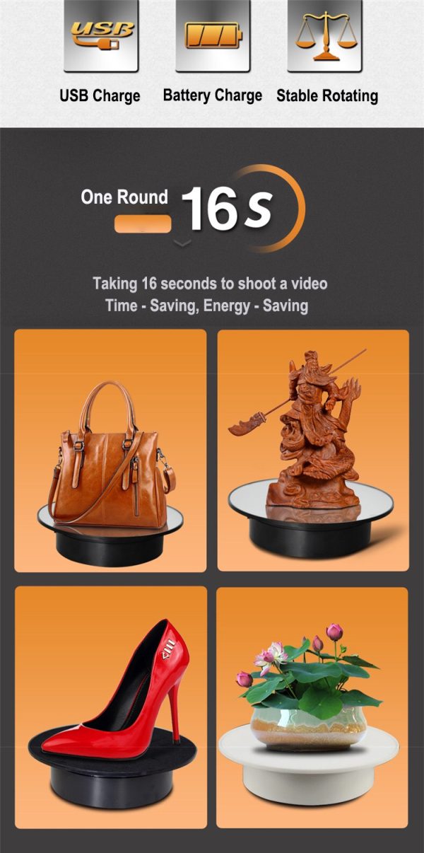 20cm 360-Degree Photography Electric Rotating Turntable - Image 6