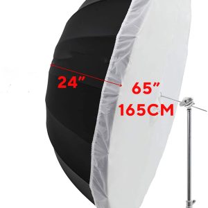 65" (165cm) Deep Parabolic Umbrella Black & White with Diffuser Cloth