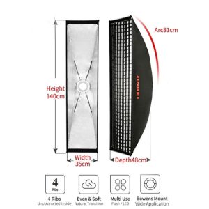 35 x 140cm Strip Softbox with grid Manual Set up