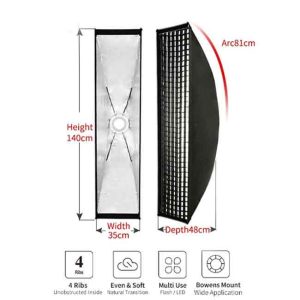 35×140 cm Strip Softbox with grid Manual Set up
