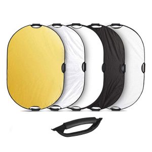 5-in-1 100cm x150cm Oval Reflector with Handle