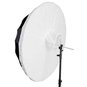 51" (130cm) Deep Parabolic Umbrella Black & Silver with diffuser Cloth
