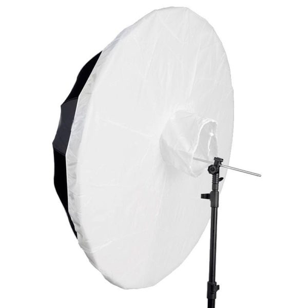 51" (130cm) Deep Parabolic Umbrella Black & Silver with diffuser Cloth