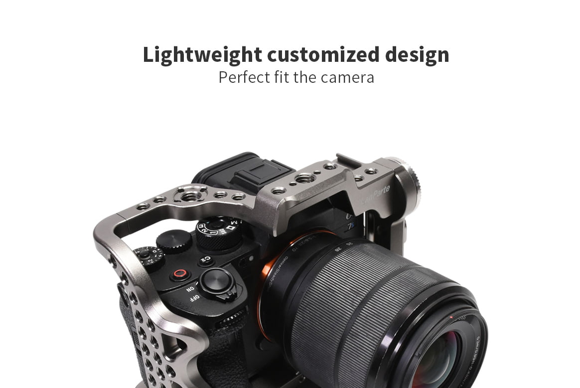 A7S3 camera cage rig for Sony with Wooden Side Handle and REC Control Top Handle - Image 3