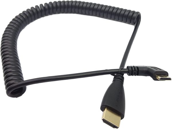 Right Angled Mini-HDMI Male to HDMI Male Gold - Image 3