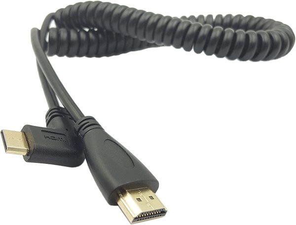 Right Angled Mini-HDMI Male to HDMI Male Gold - Image 2