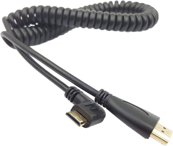 Right Angled Mini-HDMI Male to HDMI Male Gold
