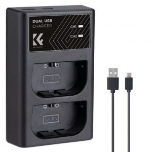 K&F CONCEPT LP-E6/LP-E6N/LP-E6NH Dual Slot Quick Charger with Micro USB and Type-C Dual
