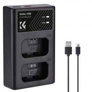 K&F CONCEPT NP-FW50 Dual Slot Quick Charger, Micro USB and Type-C Dual Interface 
