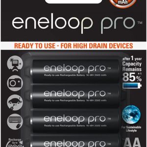 Panasonic Eneloop Pro Pre-Charged Rechargeable AA NiMH Batteries(1.2v, 2550mAh,4-Pack)