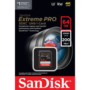 SanDisk 64GB Extreme PRO UHS-I SDXC-200mbs Memory Card