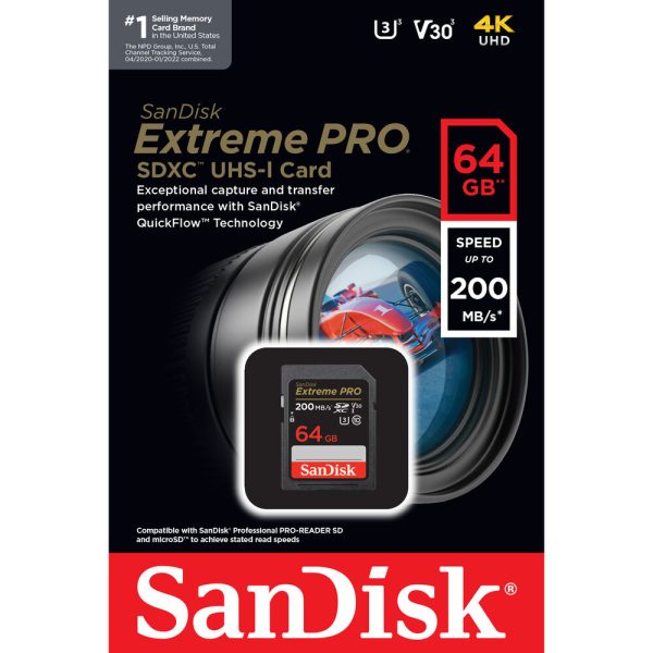 SanDisk 64GB Extreme PRO UHS-I SDXC-200mbs Memory Card