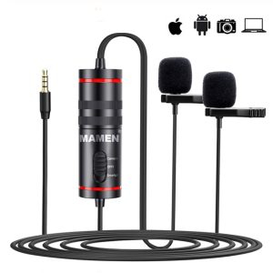 MAMEN KM-D1 Pro Professional 3.5mm Dual Lavalier Microphone