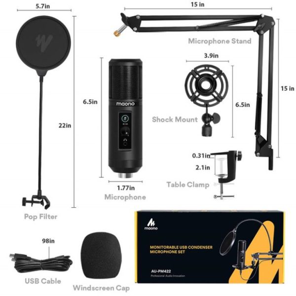 AU-PM422 Podcasting Voice-Overs, USB Condenser Microphone - Image 2