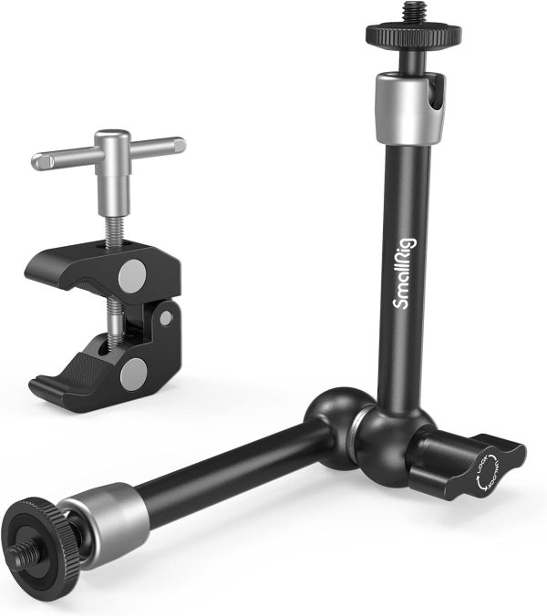 SmallRig Adjustable Magic Arm with Clamp – 1/4" & 3/8" Thread, Friction Power Articulation for Monitor Mounting
