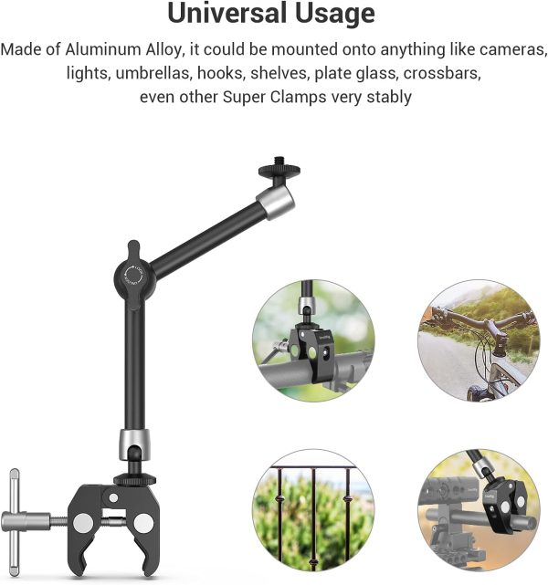 SmallRig Adjustable Magic Arm with Clamp – 1/4" & 3/8" Thread, Friction Power Articulation for Monitor Mounting - Image 9