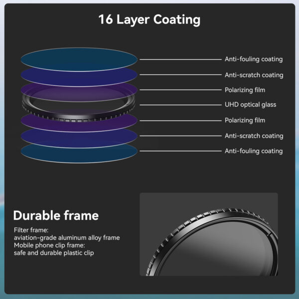 Apexel  Mobile Clamp HD Glass 67mm CPL filter - Image 3