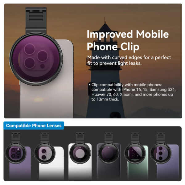 Apexel  Mobile Clamp HD Glass 67mm CPL filter - Image 9