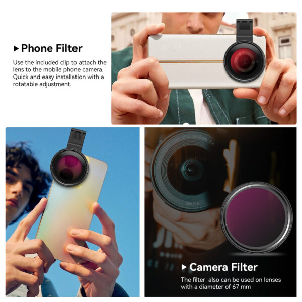 Apexel  Mobile Clamp HD Glass 67mm CPL filter - Image 8