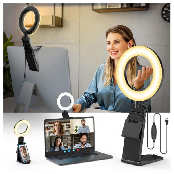 5″ Ring Light with Multi-Functional Stand for Zoom, Phone & Monitor